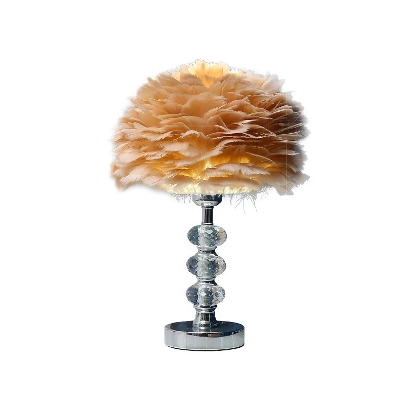 Feather Desk Lamp, Living Room Bedroom Atmosphere Lamp, Gift Decoration, Bedside Lamp, Tri Colored Light