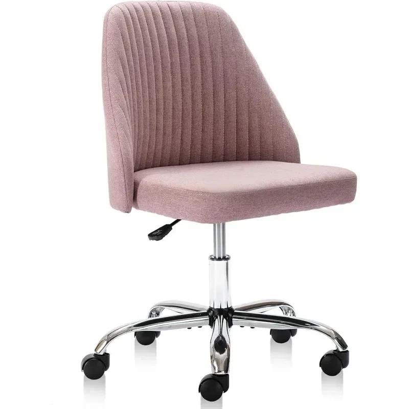 Office Desk Chair, Modern Cute Rolling Vanity Swivel Task Chairs with Wheels, Comfortable Back Seat Armless for Home