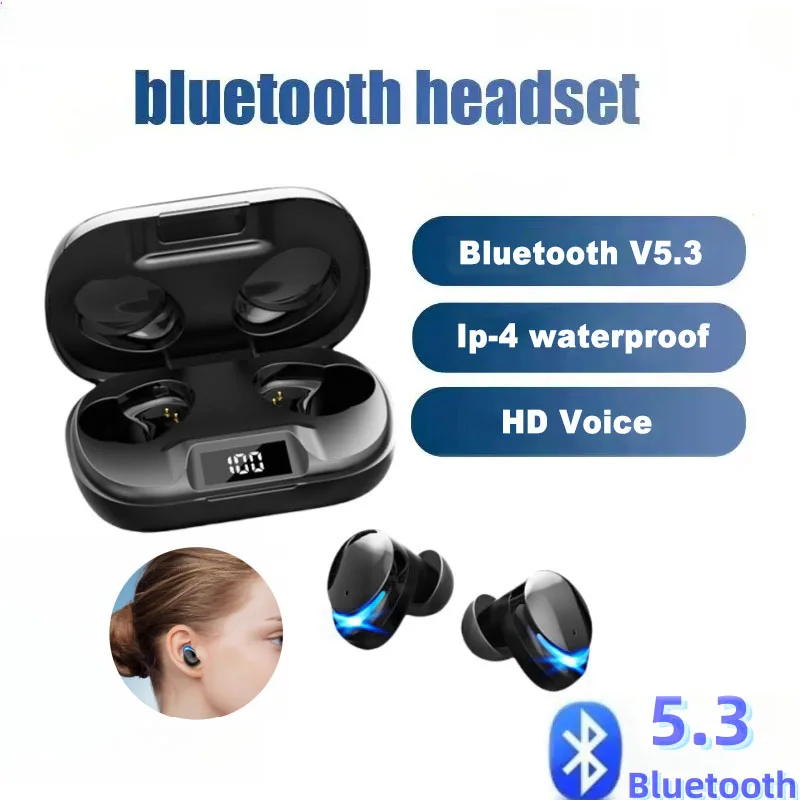 

TWS Wireless Bluetooth Headphone Water Resistance Earbud 5.3 HIFI Bass 360 ° Surround Sound MiC HD Call Noise Cancelling Headset