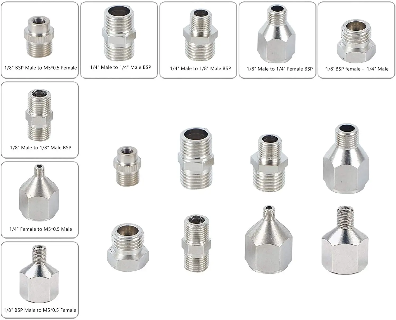 JOYSTAR 8 Pieces Airbrush Flexible Adapter Fitting Connector Set for Compressor and Airbrush Hose