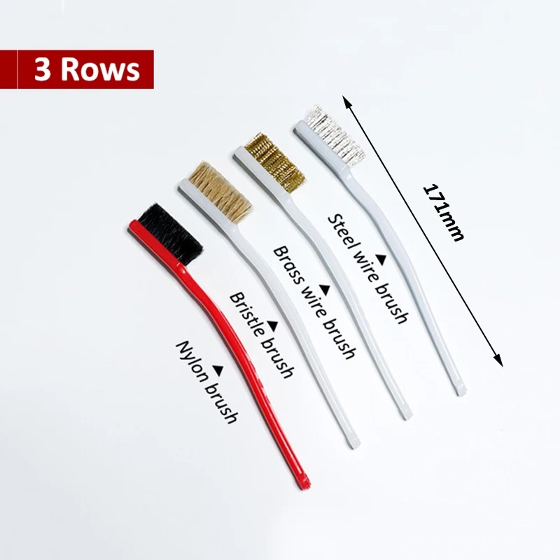 Full-type 3/4/6 Rows Bristle Brush Stainless Steel Wire Brush Barss Wire Brush Plastic Handle Jewelry Wood Metal Clean Polishing