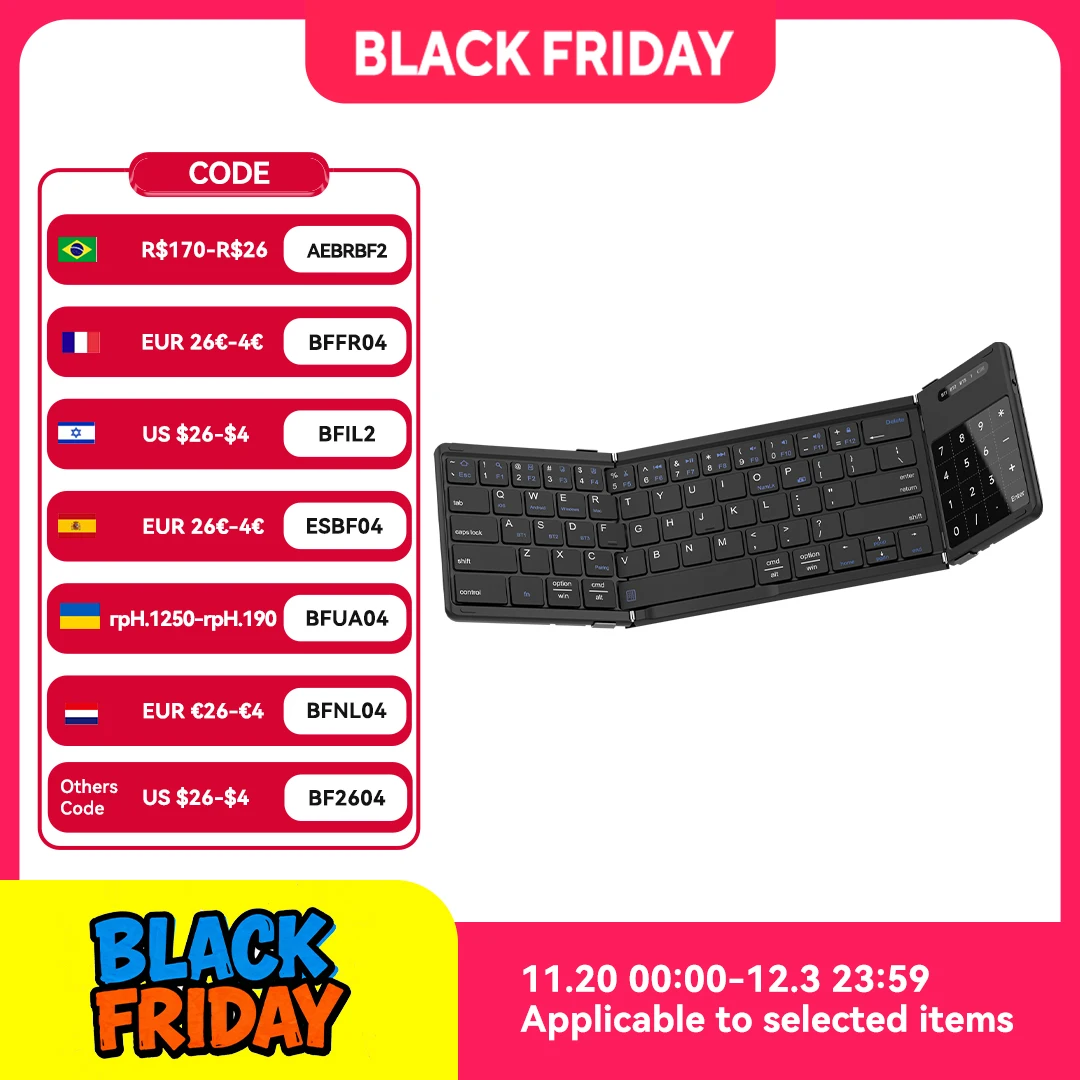 

AUSDOM Sofkeys Air3 Foldable Bluetooth Keyboard,Wireless Portable Keyboard with Touchpad,Numeric Keypad for Android Windows iOS