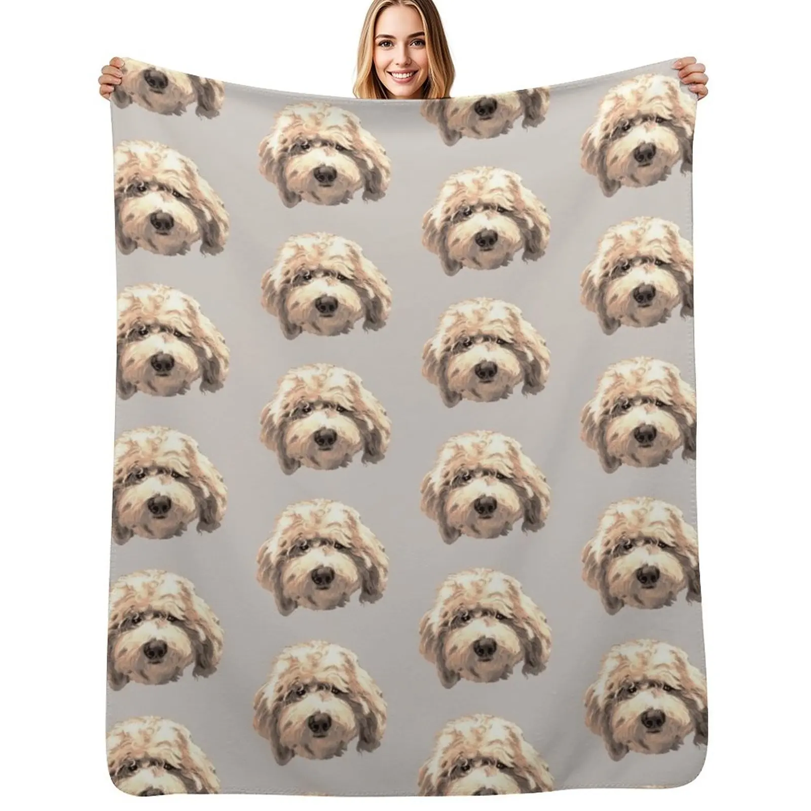 Lucky Labradoodle Face ~ Golden Throw Blanket Warm Large For Baby Sofa Throw Flannels Decorative Sofas Blankets