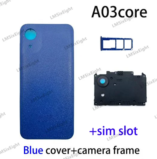 NEW For Samsung A03core a03 core A032 Back Cover Housing Rear Case Battery Door Lid Panel camera lens sim slot tray Replacement