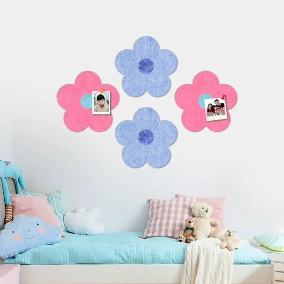 Nordic Style Flower Wall Sticker Background Decoration Kids Shool Artwork Corkboard Display Board Photo Bulletin Wallpaper Decor