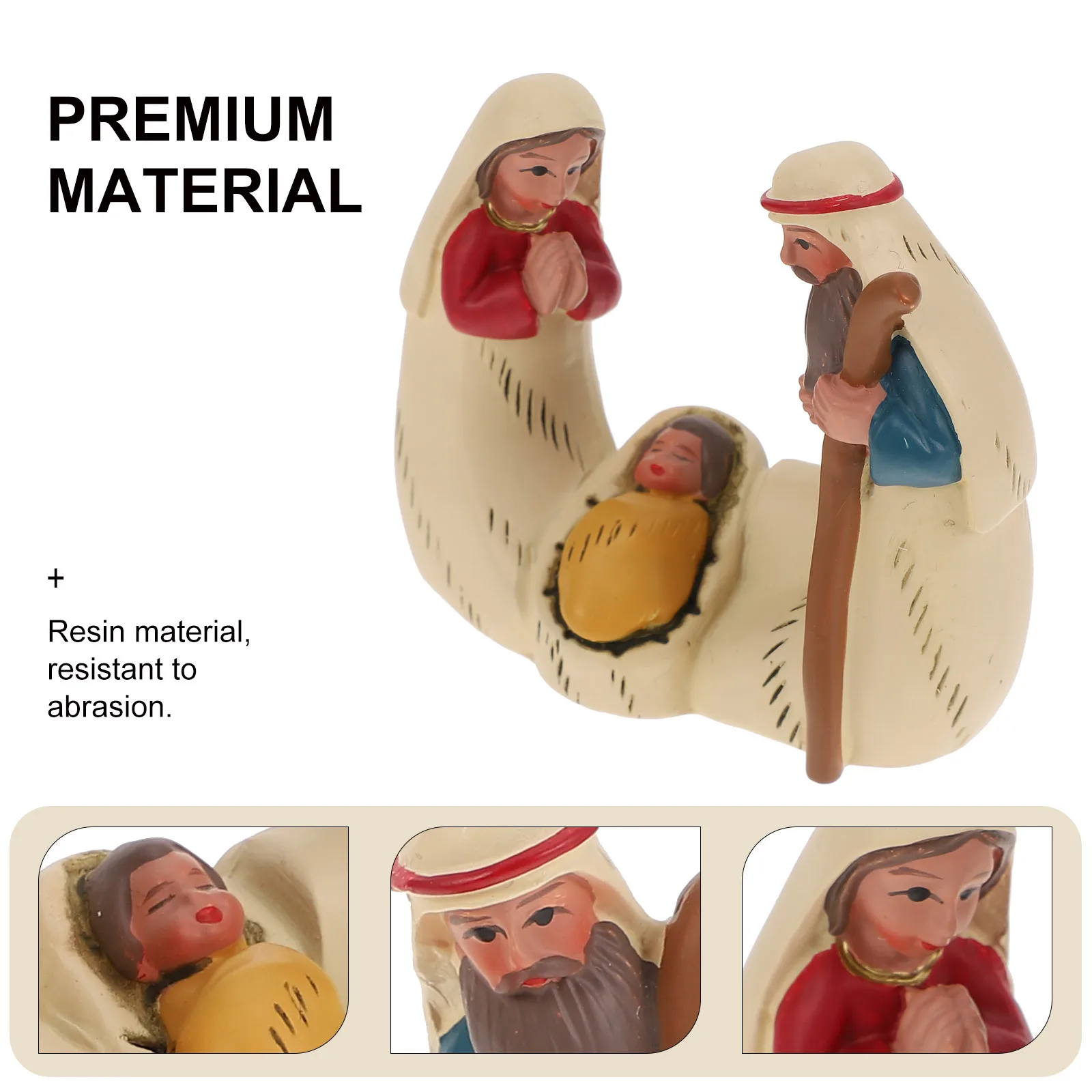 

1Pcs Sacred Family Scene Decor Resin Miniature for Home Bookshelf Church Miniature Decor Figurine