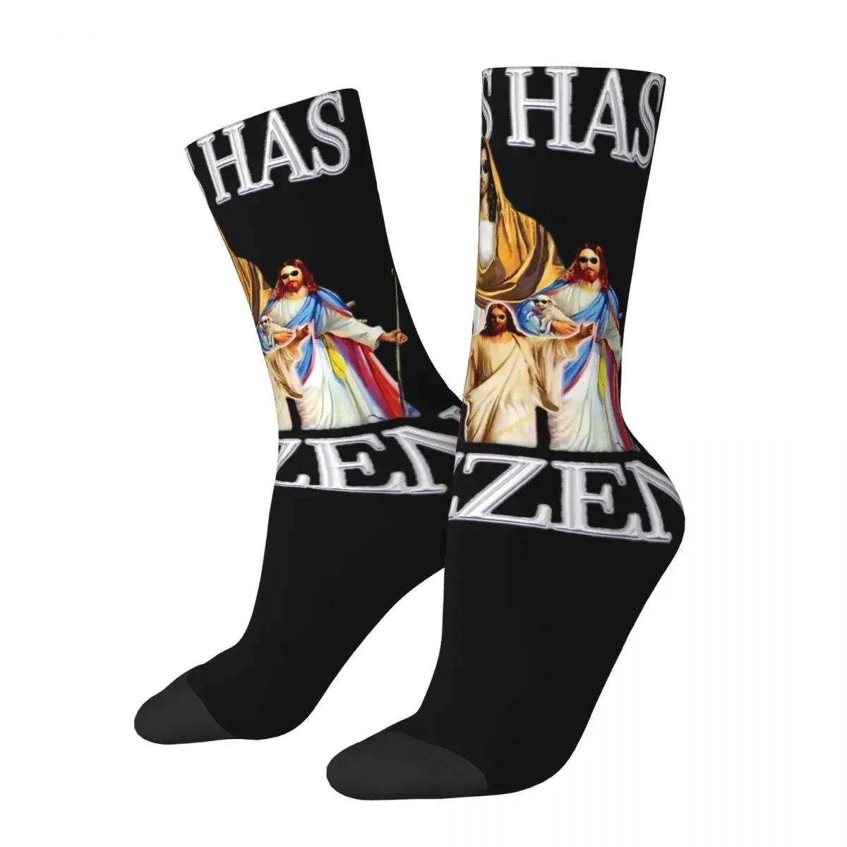 Funny Jesus Has Rizzen Product Crew Socks Breathable Jesus Christ Skateboard Crew Socks Soft for Women's Small Gifts