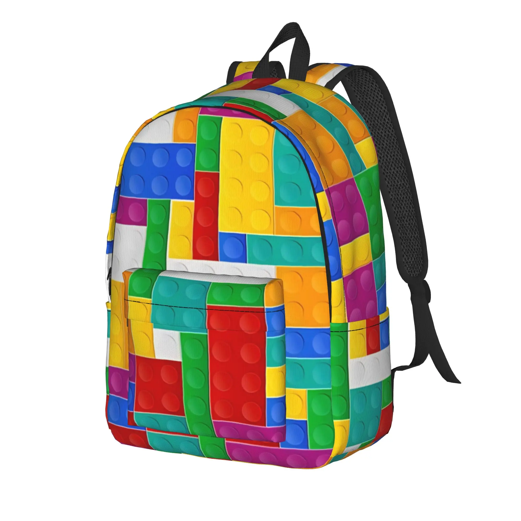Colorful Building Blocks Toys  Backpack  Workout Backpacks Teen Cool High School Bags High Quality Large Rucksack