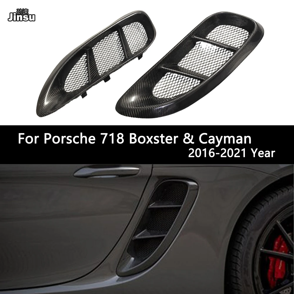 Carbon Fiber Side Air Vents For Porsche 718 Boxster Cayman 2016 - 2021 Car Accessories Replacement Ventilation Opening 2pcs