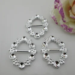 (AB75 21mm)10pcs New Oval Plastic Fake Rhinestone Plating Buckles