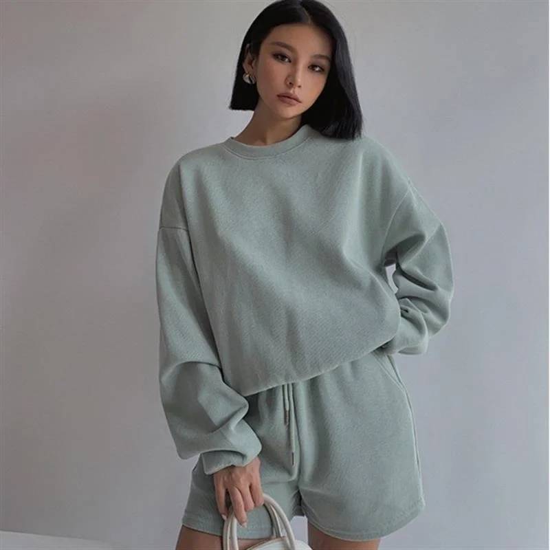 

Casual Faionable Hooded Two-Piece Set Long Sve Color Spring Autumn Wear Comfortable Breathable Women's plus Size O...