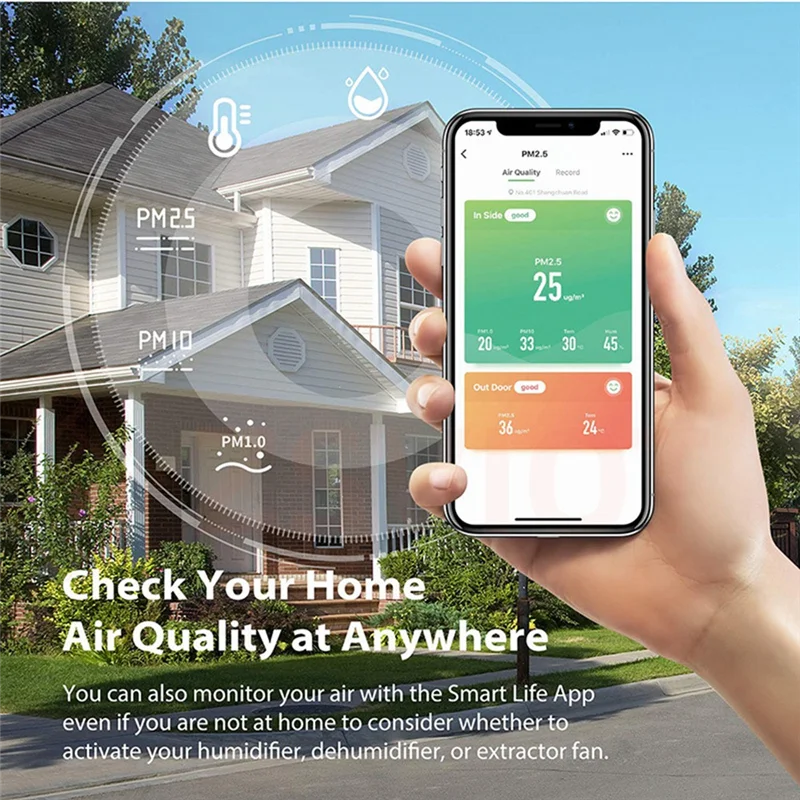 

Умный дом Газ PM2.5 PM10 ЖК-дисплей Мониторинг температуры Умный дом Газ