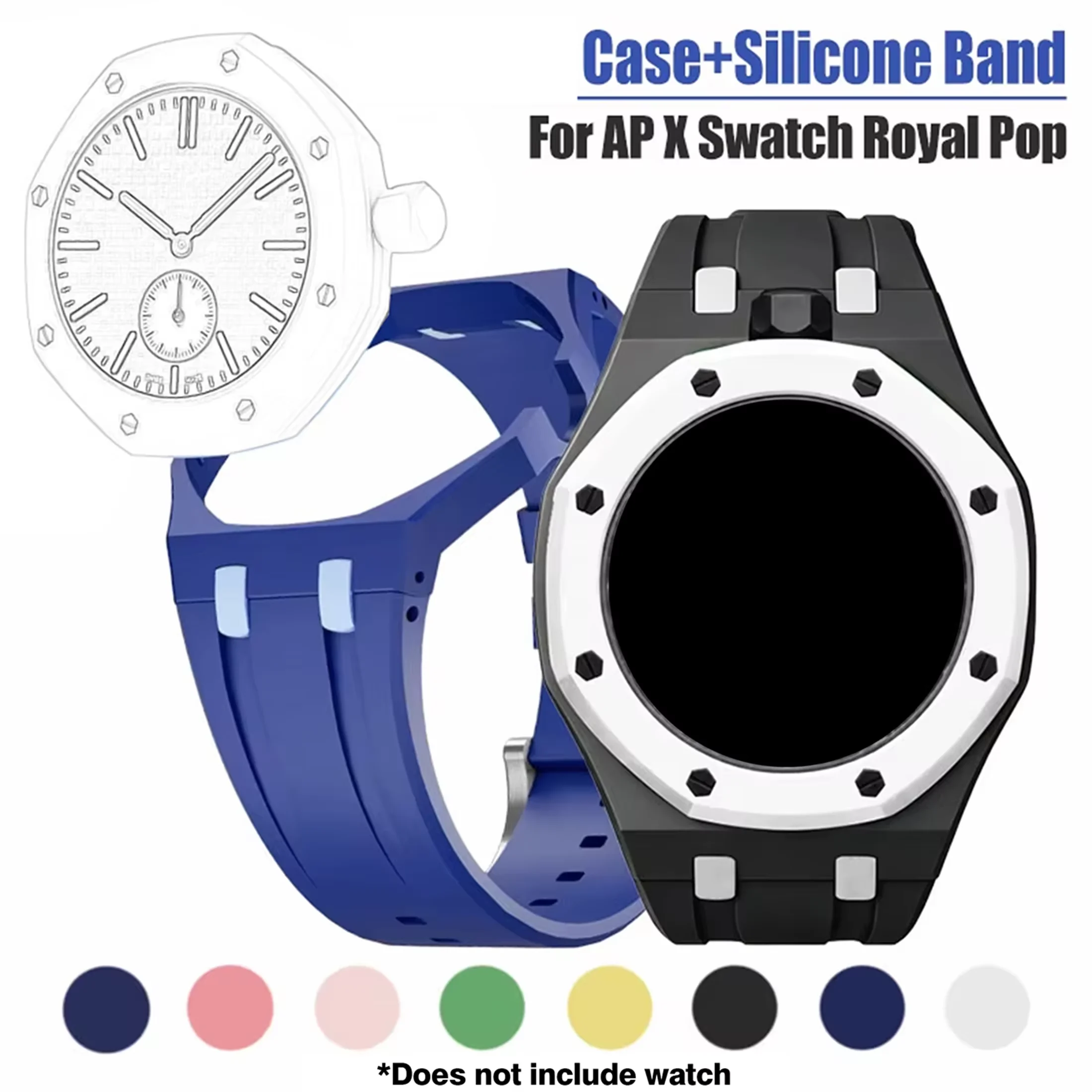 Soft Silicone Strap for Swatch X AP Royal Pop Pocket Watch Changer to Wristwatch Integrated Modification Kit Accessories