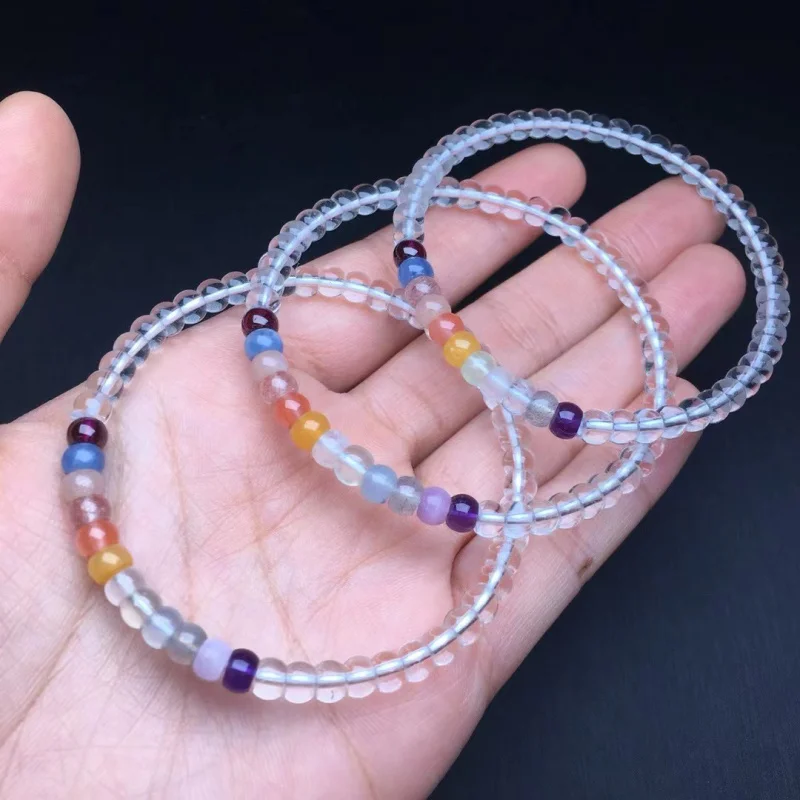 

Natural White Straight Cut Disc Bead Multi-Gemstone Bracelet