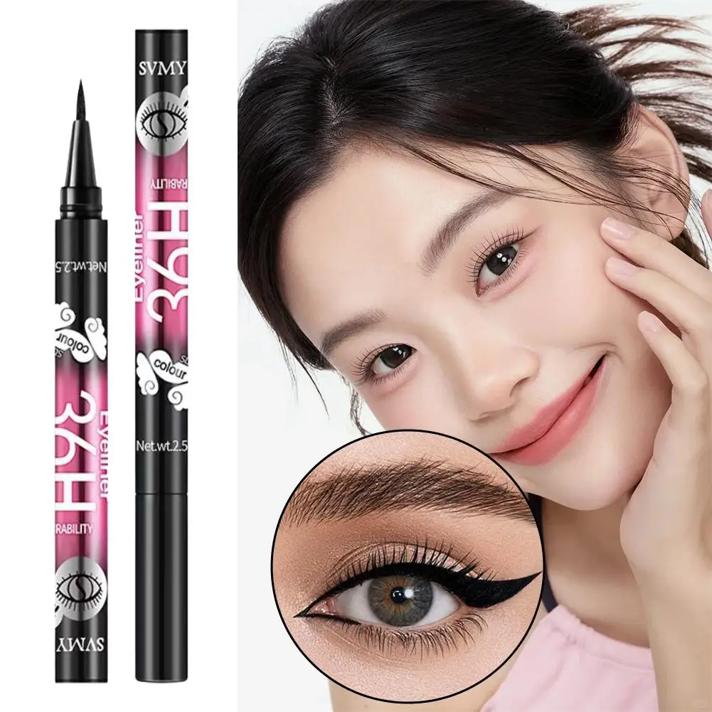 قلم تحديد العيون السائل الأسود طويل الأمد مقاوم للماء قلم تحديد العيون سريع الجفاف لا يزهر قلم كحل طبيعي سائل أدوات التجميل