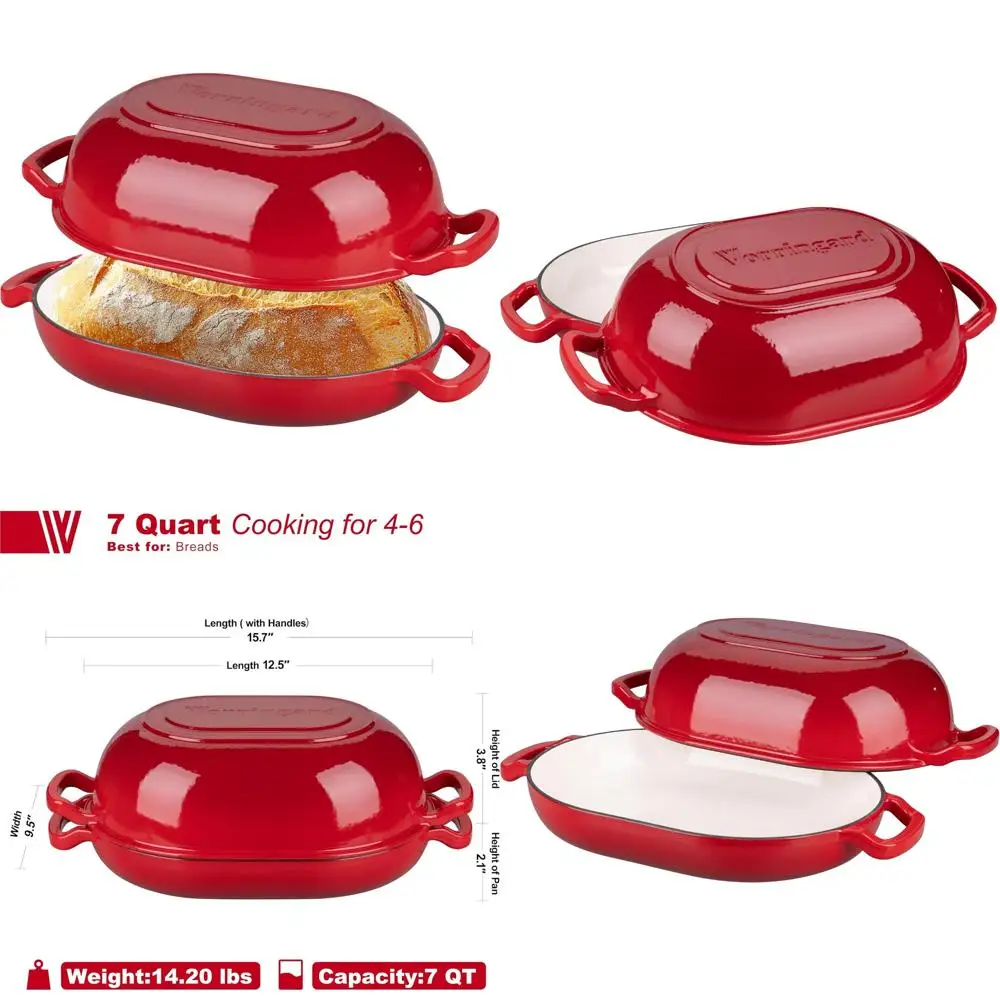 

Cast Iron Sourdough Bread Oven Dutch Oven with Lid for Homemade Bread Baking and Meatloaf Pan