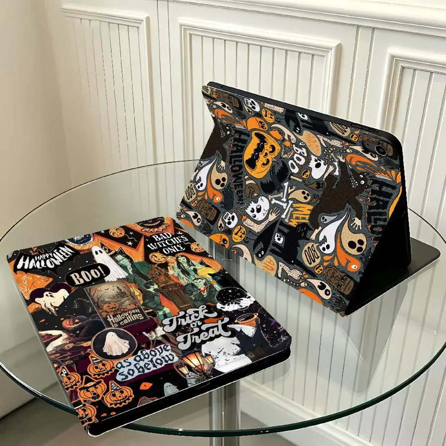 Witch Ghost Bat with Pencil Slot Case for Apple iPad Air 11 13 M4 M3 M2 A16 2026 10th 7/8/9th Pro11 13 Air 4/5/6th