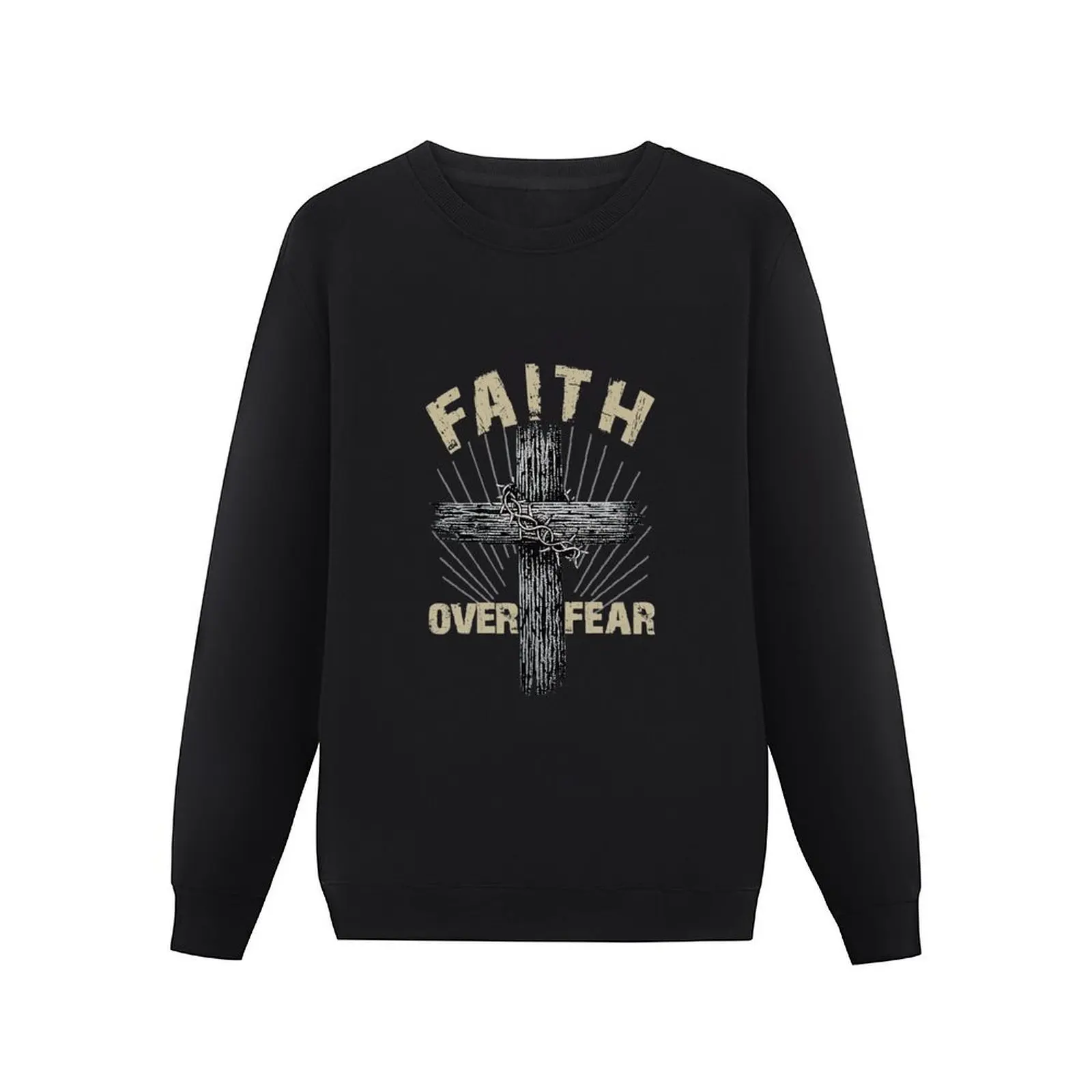 Jesus Christ Cross Faith Over Fear Quote Saying Christian Pullover Hoodie men's sweat-shirt sweatshirts