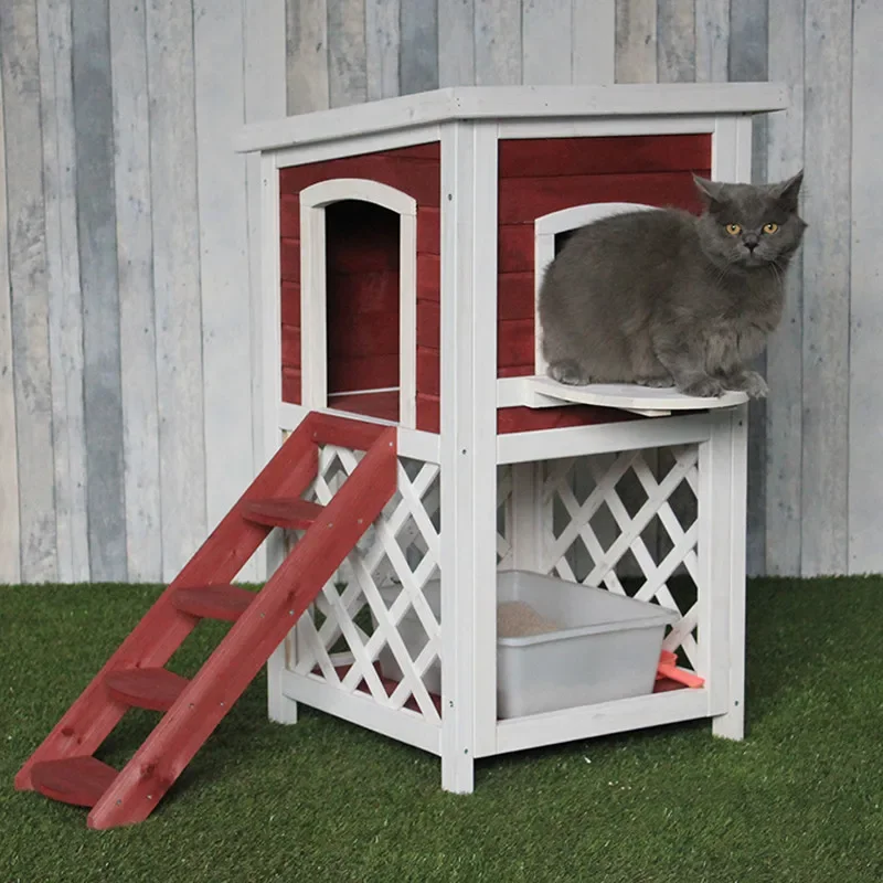

New cat nest outdoor waterproof solid wood