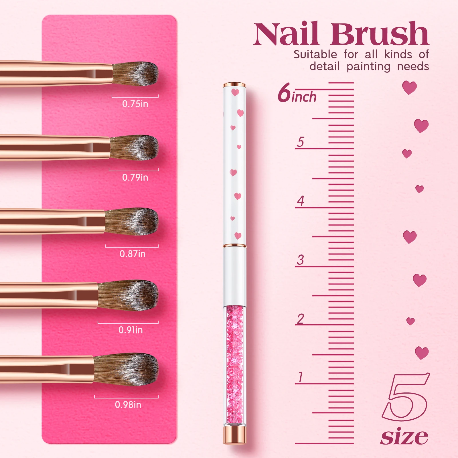 Kolinsky Pędzel do paznokci akrylowych do aplikacji akrylowej, pędzel do paznokci akrylowy okrągły owalny drewniany uchwyt proszek akrylowy