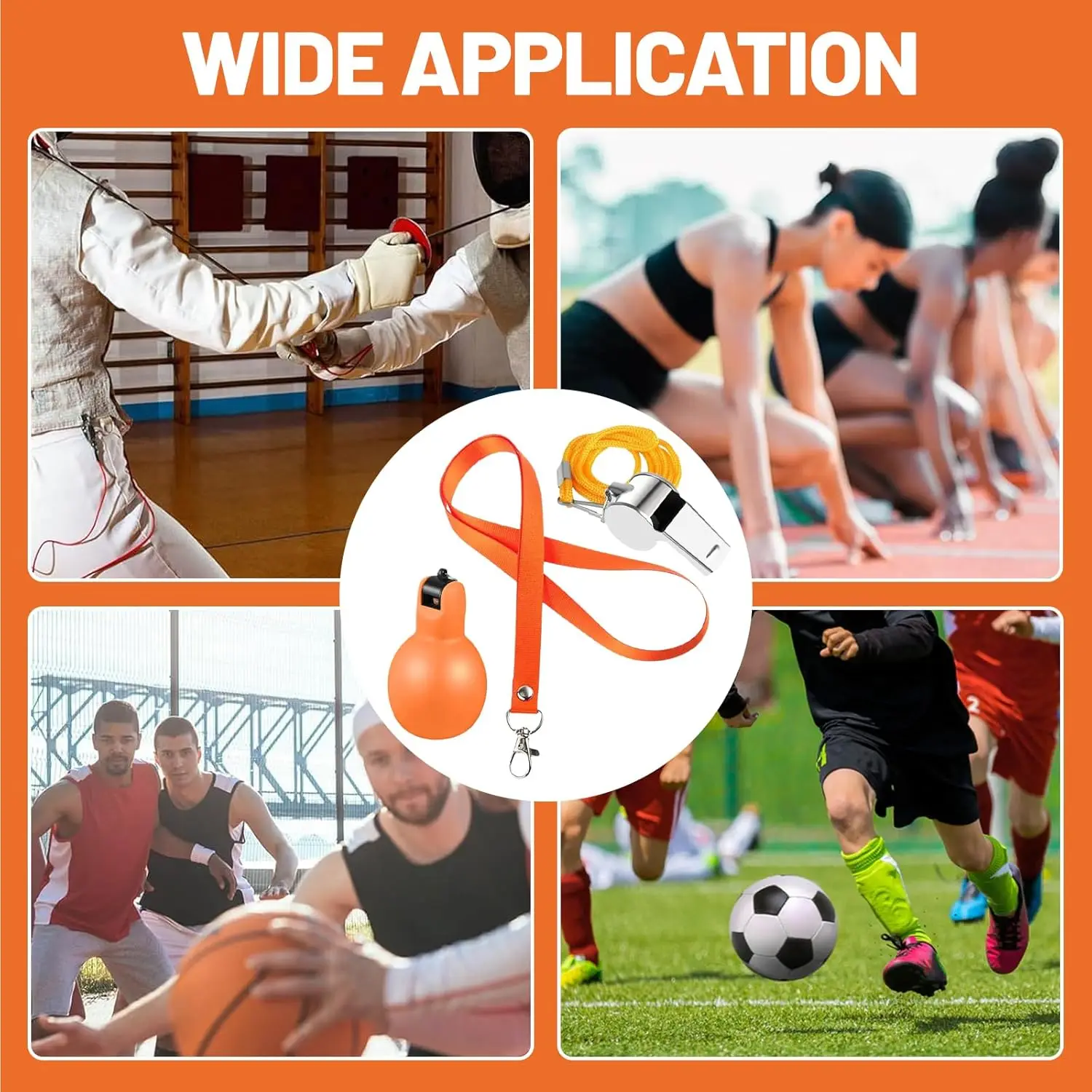 Loud Metal Whistle Professional with Rope Sport Whistle Wear Resistant Portable Stainless Steel Whistles Referee