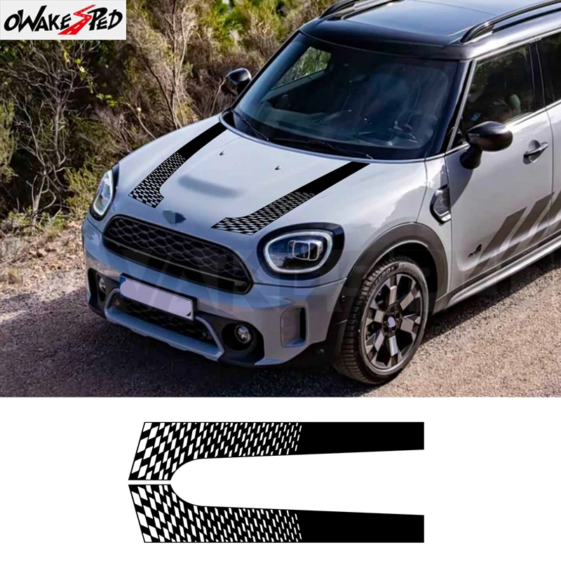 

2 шт. наклейки-полоски John Cooper Works для MINI Countryman 2024 U25 2025, аксессуары JCW, наклейки на капот двигателя автомобиля