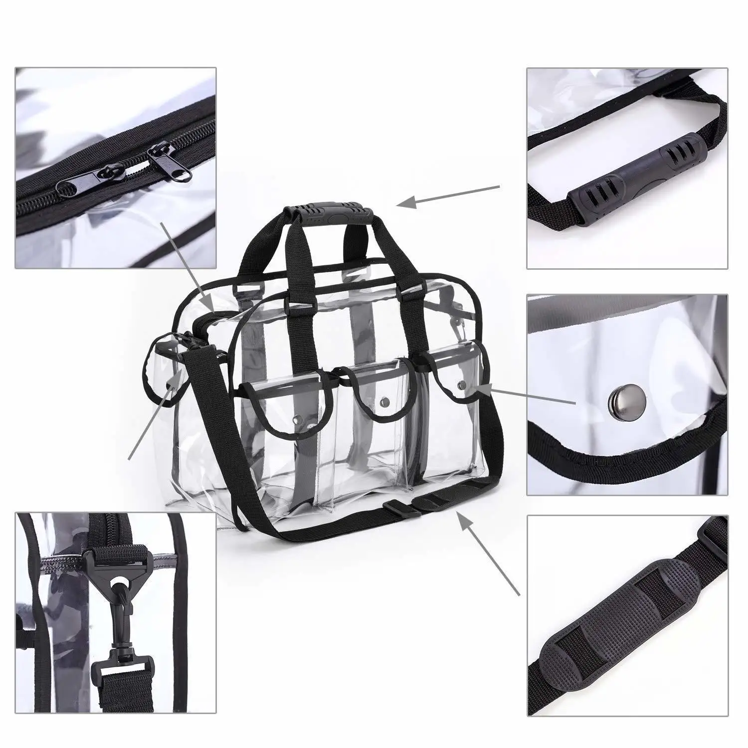 Sac à main de voyage en PVC transparent pour hommes et femmes, sac à bandoulière étanche, articles de toilette portables, sac de soin de la peau, grande capacité