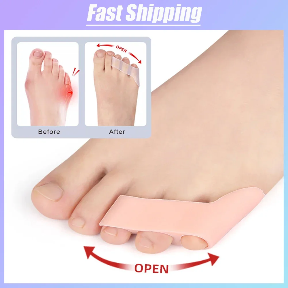 2pcs Transparent Silicone Pain Relief Toe Separators Three-Hole Toe Bunion Splint Straightener Toe Valgus Correction Tools