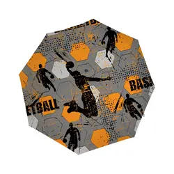 Basketball Sport Windproof Travel Umbrellas Ball Game Folding Rain Sun Umbrella Compact Lightweight for Teens Adults Men Boys