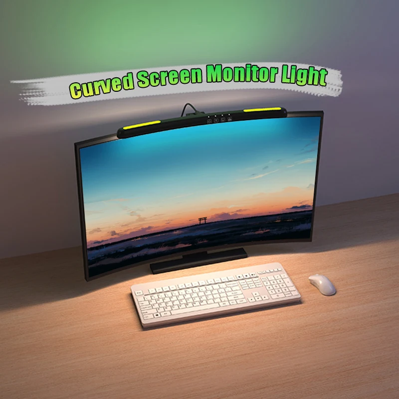 7 Color RGB Curved Screen Light Bar Stepless Dimming Screen Hanging Light Atmosphere LED Laptop Computer Table Lamp Monitor