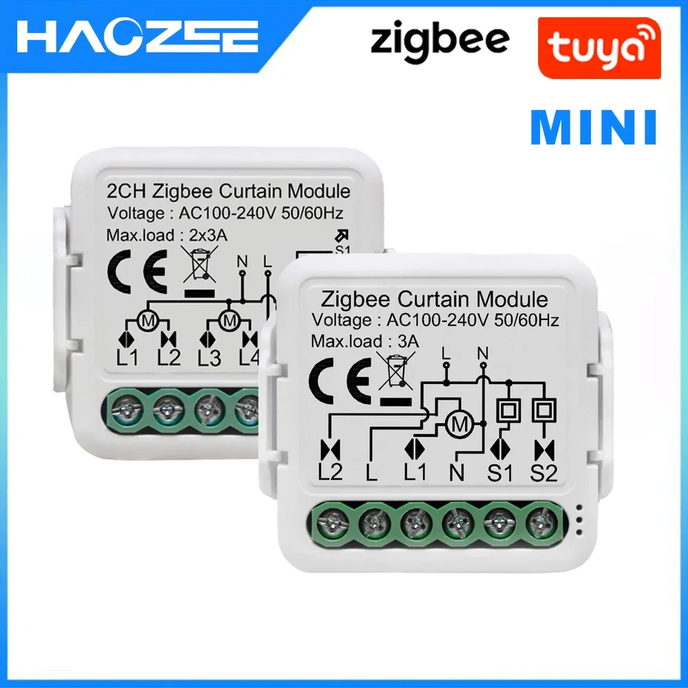 Tuya Smart ZigBee Blind Curtain Switch Module Support 2 Way Control Roller Shutter Motor Work with Alexa Google Home 