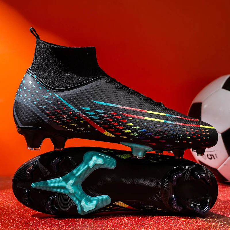 Men Professional Soccer Shoes Anti-slip Outdoor Grass Training Stud Sports Shoes Men Soft Lace-up Football Boots Men