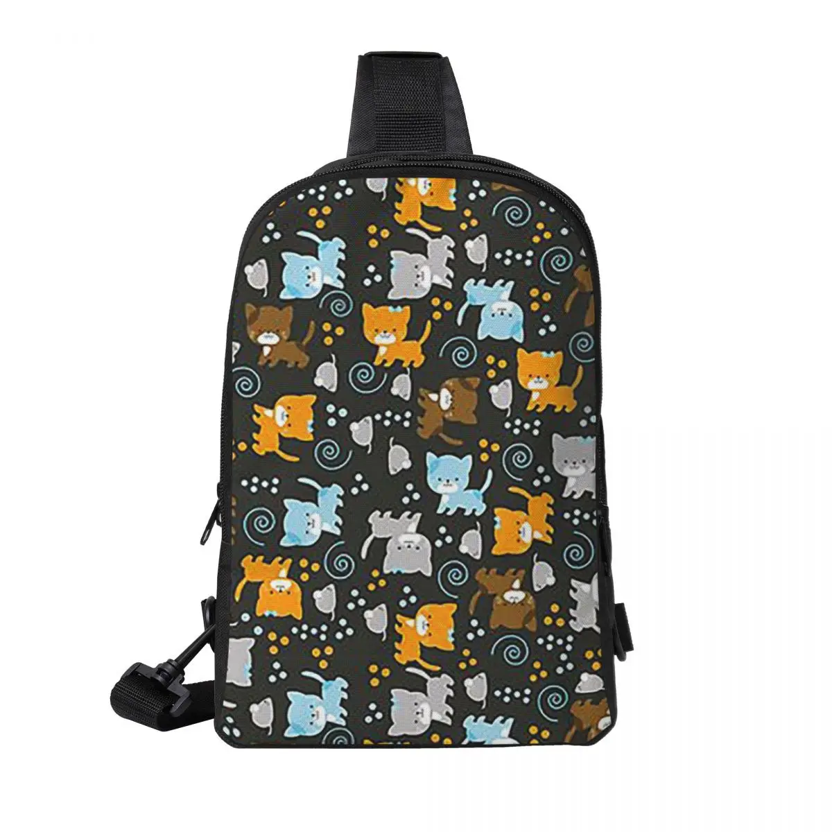 

Gray Ginger And Siamese Kittens Cats Chest Bag Men Sling Crossbody Backpack Chest Bag Travel Hiking Daypack Shoulder Bag