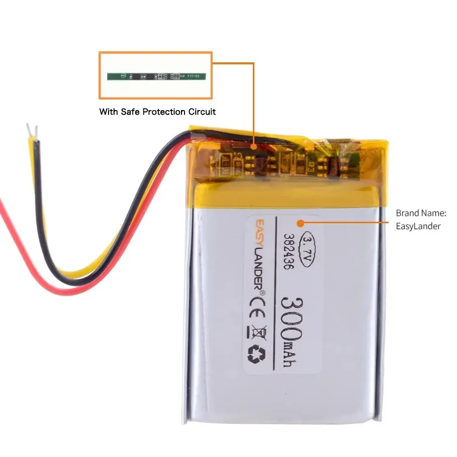 1/5 peças 3 linhas 382436 3.7v 300mah bateria recarregável de polímero de íon de lítio para gps mp3 mp4 alto-falante de telefone celular