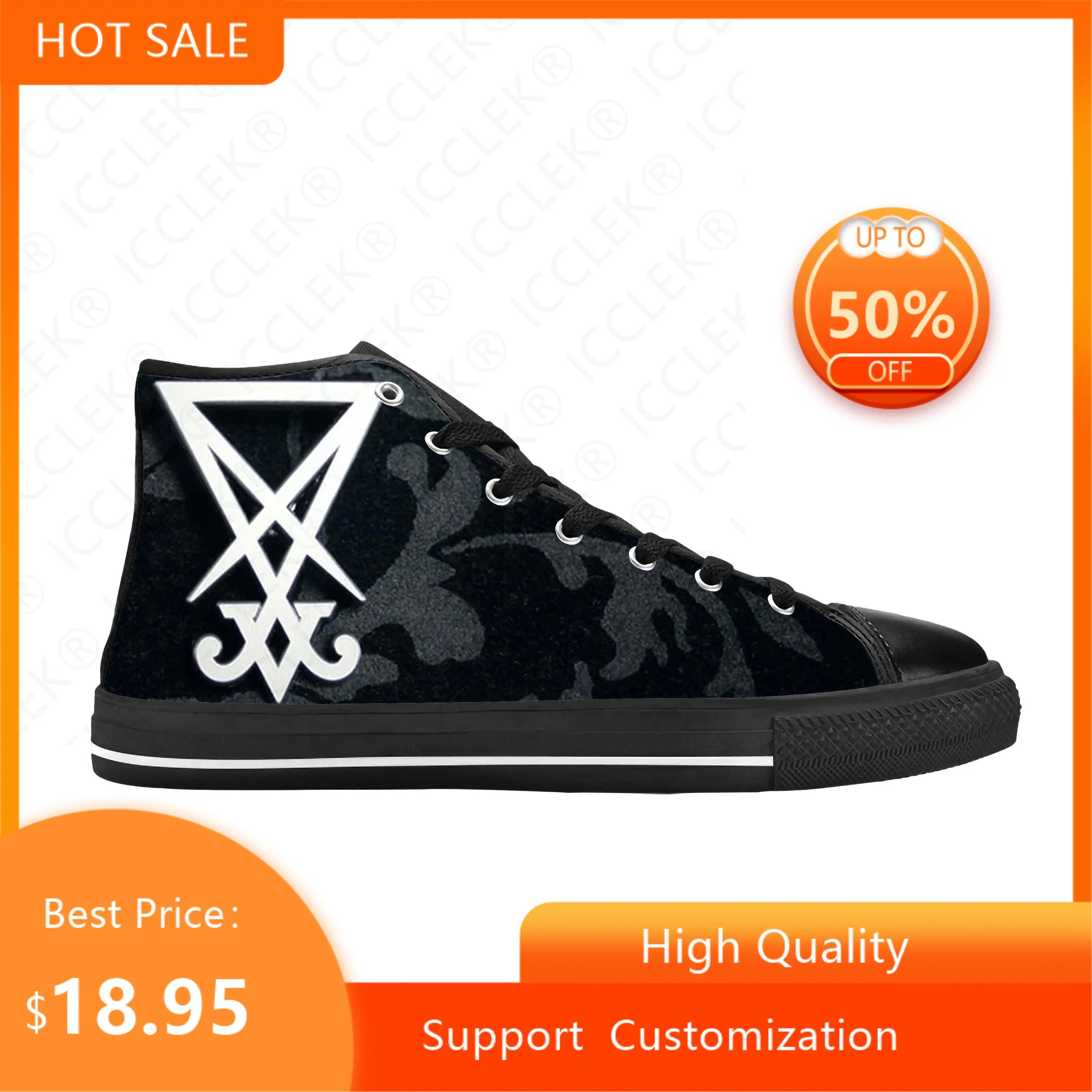 Sigil Lucifer Seal of Satan Satanic Devil Gothic Casual Shoes High Top Comfortable Breathable Mens Womens Teenager Sneakers