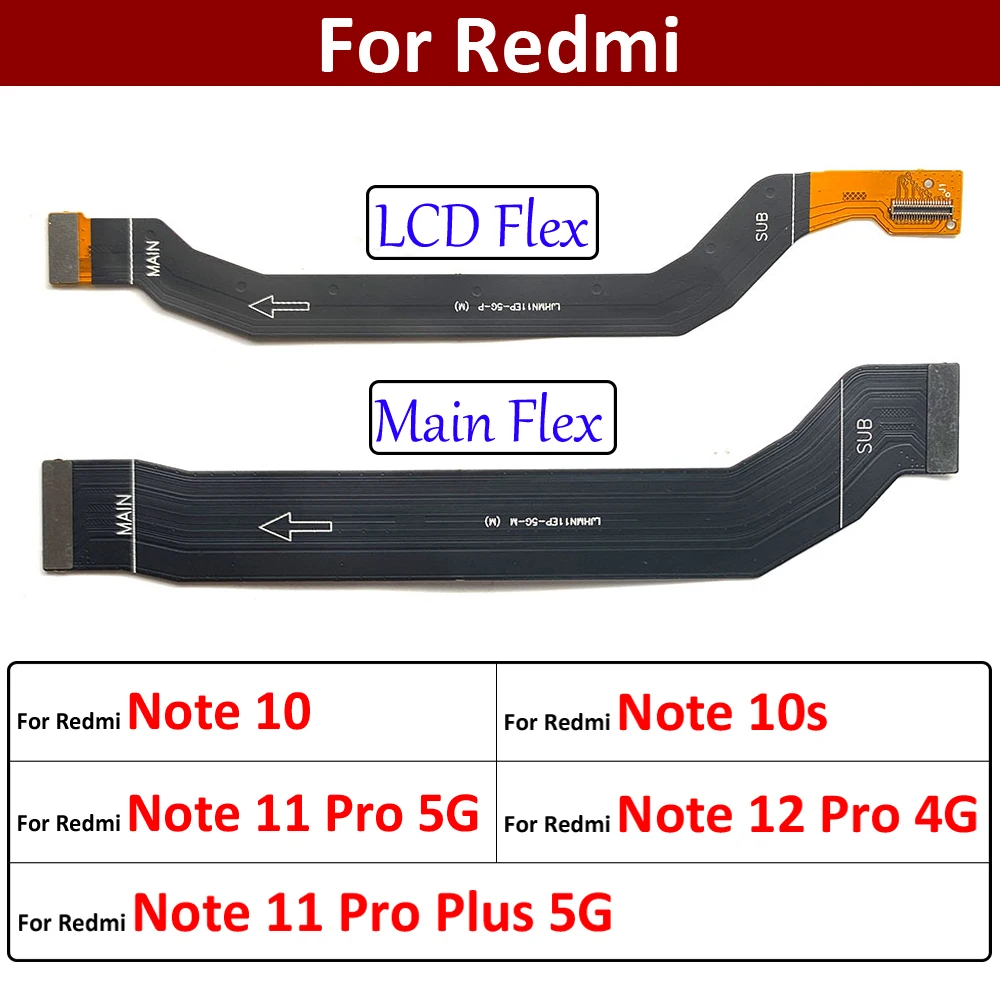 New For Xiaomi Redmi Note 10 10s 11 12 Pro Plus 4G 5G Main Board Motherboard LCD Display Connector Board Flex Cable