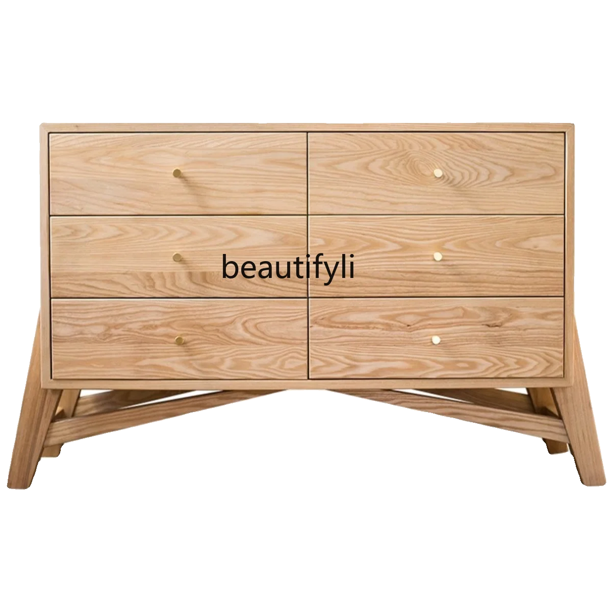 

Ash Solid Wood Cabinet Multifunctional Drawer Log Storage Chest of Six Drawers Design Creative Furniture