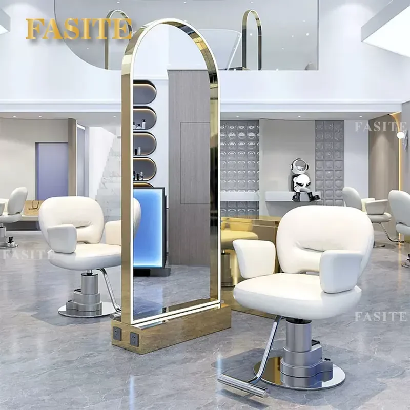 For Hair Double Sided Floor Mirror Light Luxury Barber Shop Perm Dyeing Station Fashionable Full Length Cutting Mirror