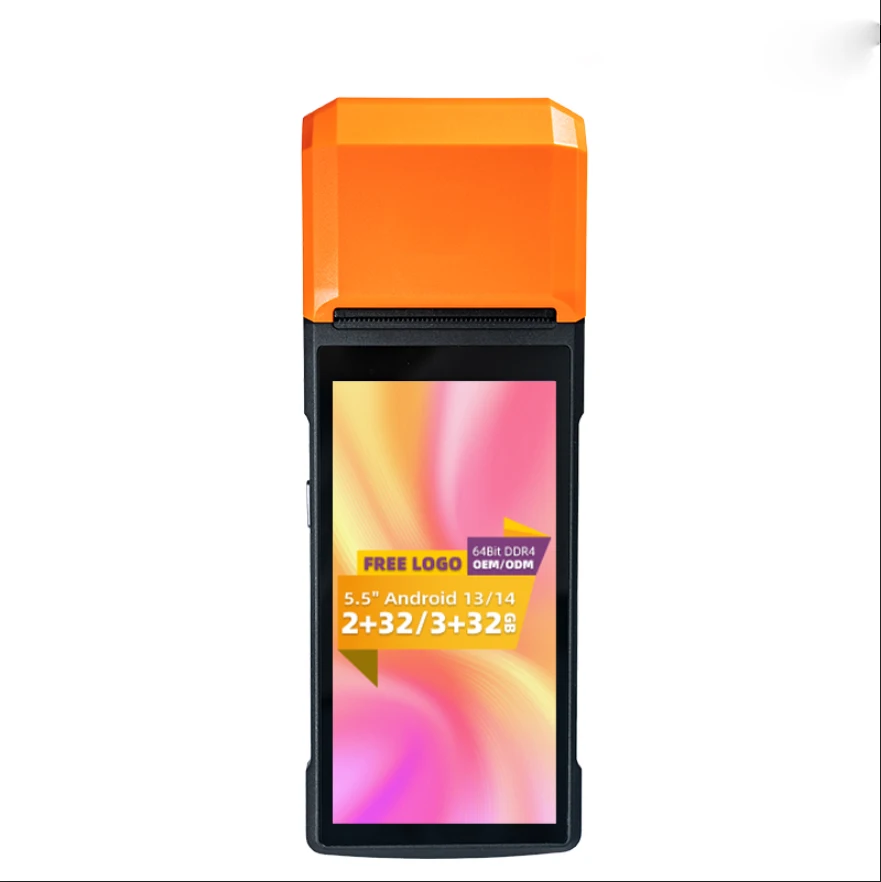 

H10S Handheld 4G NFC GMS Android 13/14 Mobile POS Terminal System Machine With Printer QR Code Scanner For Sale Cash Register