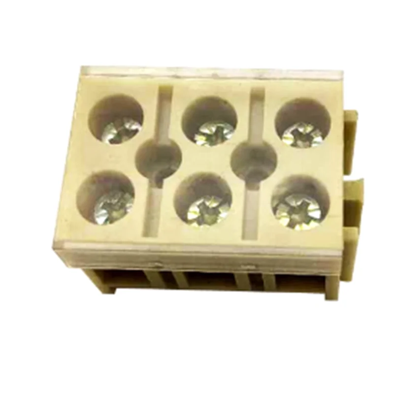 2PCS JF6-6 3P wiring terminal  3-phase screw terminal copper piece 6mm ²/44A/660V, can be combined with any type of wiring board