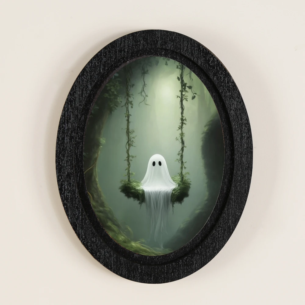 Cross - border Halloween - themed Decoration, Presenting the Element of a Ghost on a Swing in the Forest, Matched with a Retro B