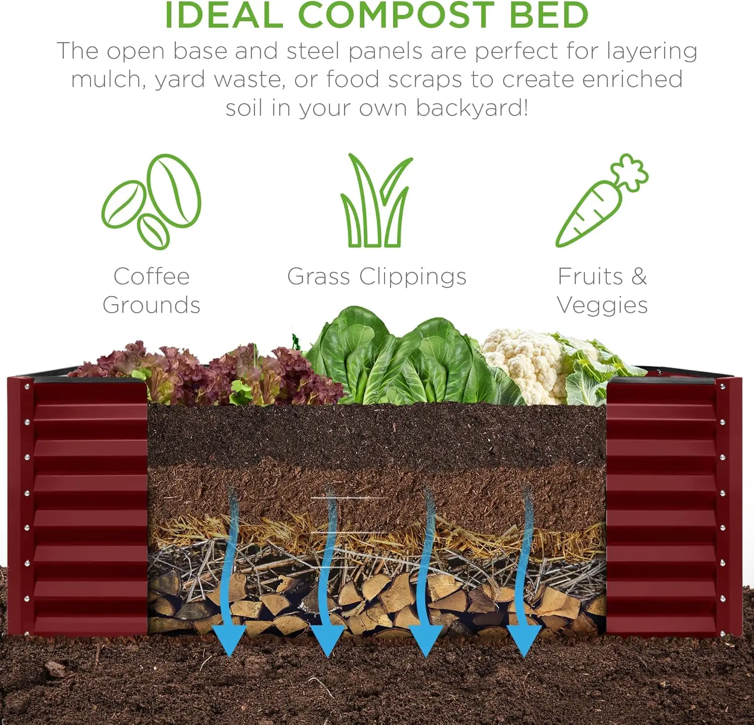 6x3x2ft في الهواء الطلق المعادن أثار حديقة السرير صندوق الجذر العميق زارع للخضروات الزهور الأعشاب والعصارة ث 269 جالون سعة #3