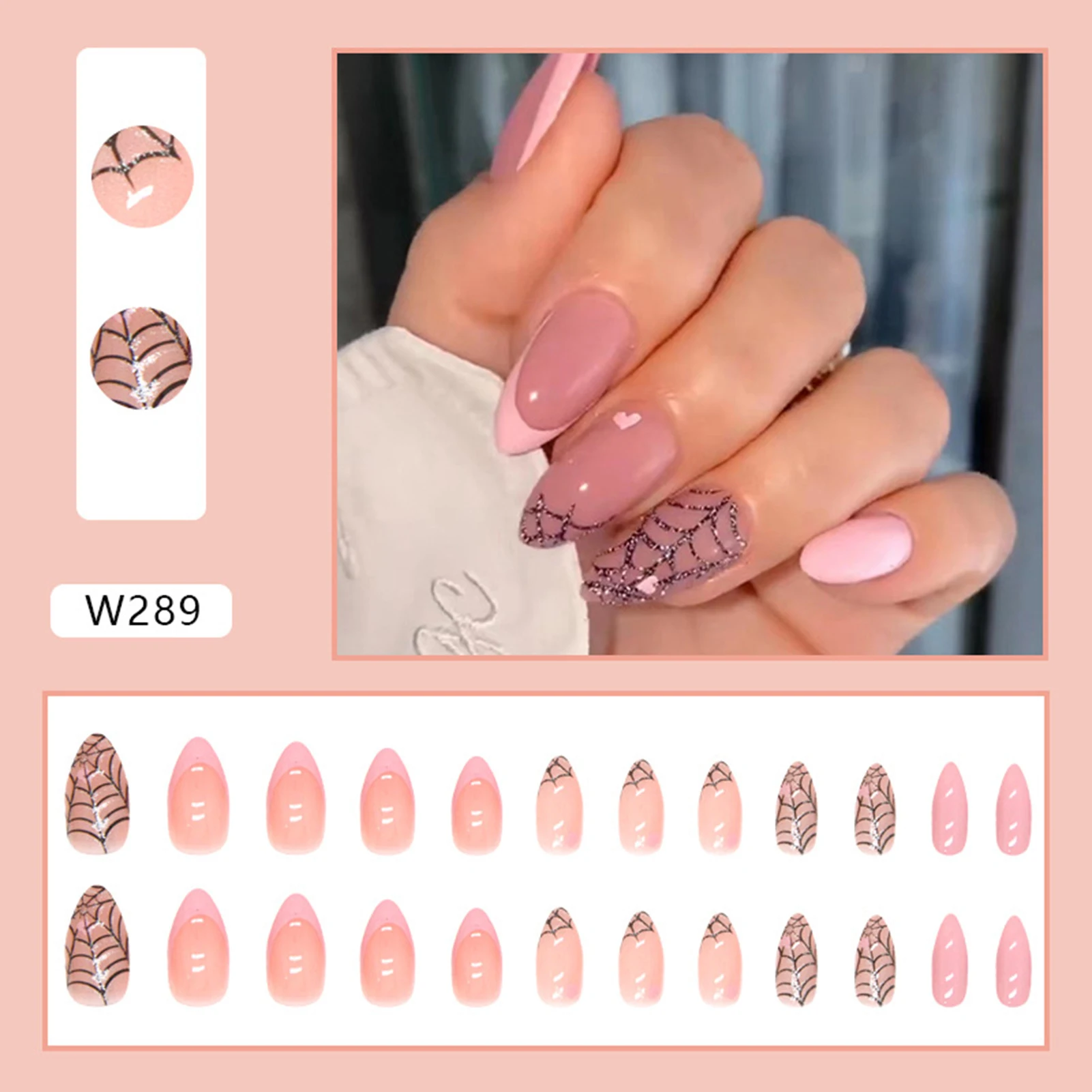 Franse Roze Tips Amandel Nepnagels Charmant Comfortabel Dragen Nagels Voor Vingernagel Diy Thuis