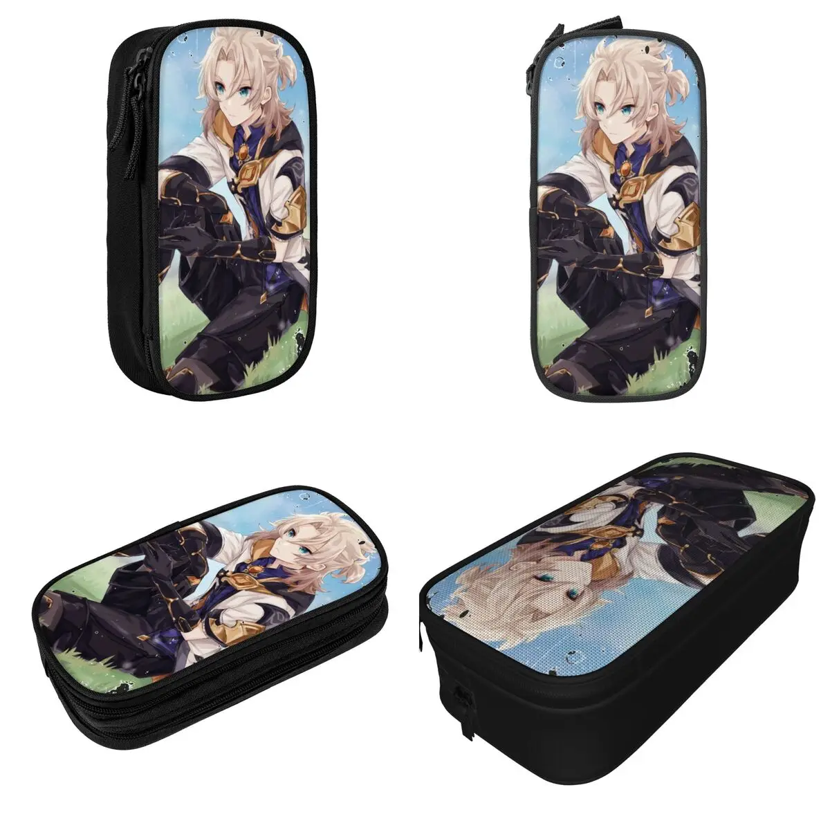 Genshin Impact Albedo Pencil Case Classic Anime Game Pen Box Bag Girl Boy Big Capacity Office Cosmetic Pencil Pouch