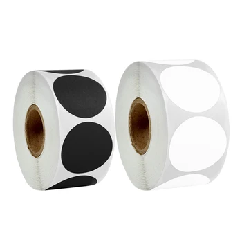 100-500 Stuks Zwart Wit Ronde Stickers Dot Pure Kleur Labels 25Mm/38Mm/50Mm Handgemaakte School Briefpapier Stickers