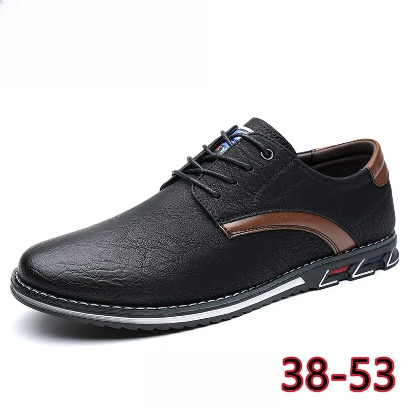 

Новая мужская повседневная обувь, большие размеры 38-53, дышащая прогулочная обувь, удобная нескользящая кожаная спортивная обувь на шнуровке, всесезонная
