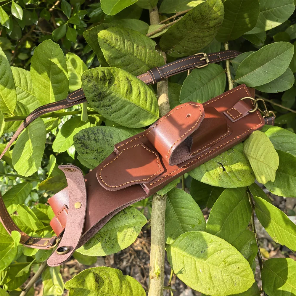 Climbing Portable Straight Knife Leather Sheath Cover for Fixed Knife, Outdoor Storage Bag Knife Holster with Crossbody Strap