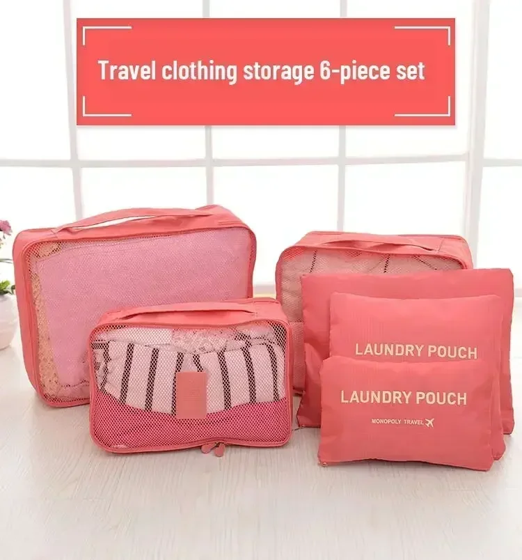 6-teiliges Set faltbarer Reise-Aufbewahrungstaschen, tragbarer Gepäck-Organizer, Packwürfel für Kleidung, Kofferorganisation, Reiseutensilien – Detail 1