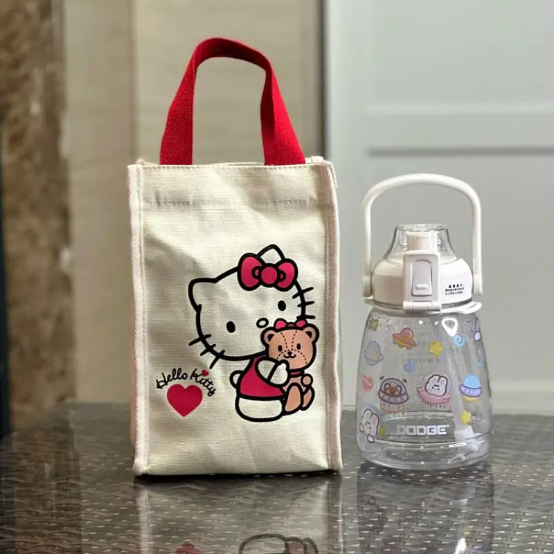 Olá Kitty Bolsa de Lona Portátil, Kawaii Sanrio Saco De Armazenamento, Copo de Água Assada Beaker Bag, Comida Bagging Presente para Meninas