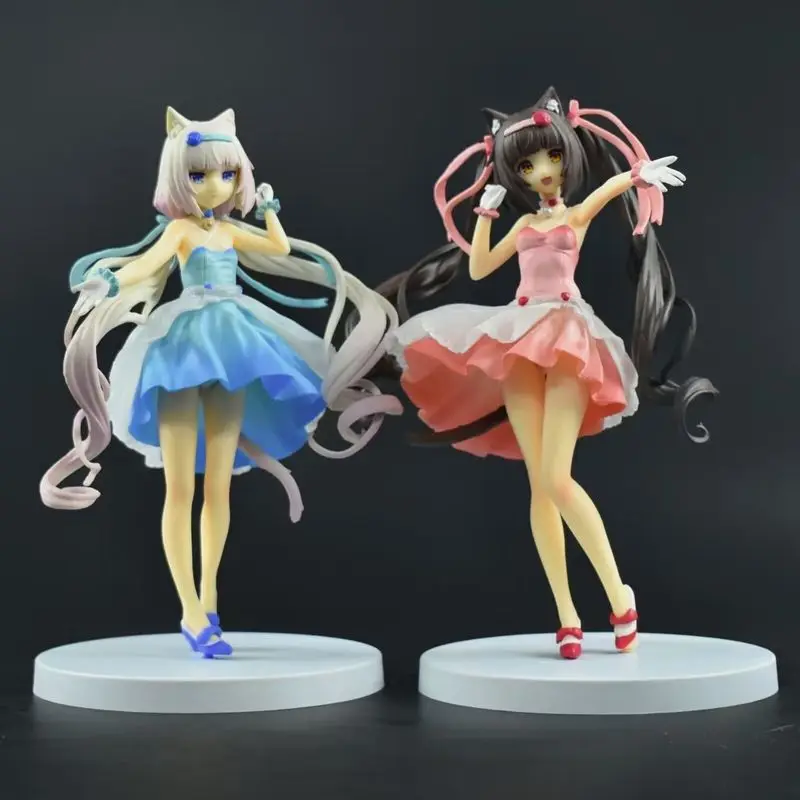 

18cm Anime Nekopara Figure Chocolates Vanilla Cute Cocktail Dress Model Pvc Static Child Toys Collectible Gift Doll Boxed